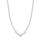 Asfour Crystal Tennis Necklace With Hearts Design In 925 Sterling Silver-ND0431